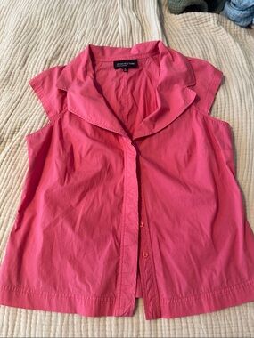 Jones New York Coral Pink Sleeveless Cotton Button-Down Shirt size 12